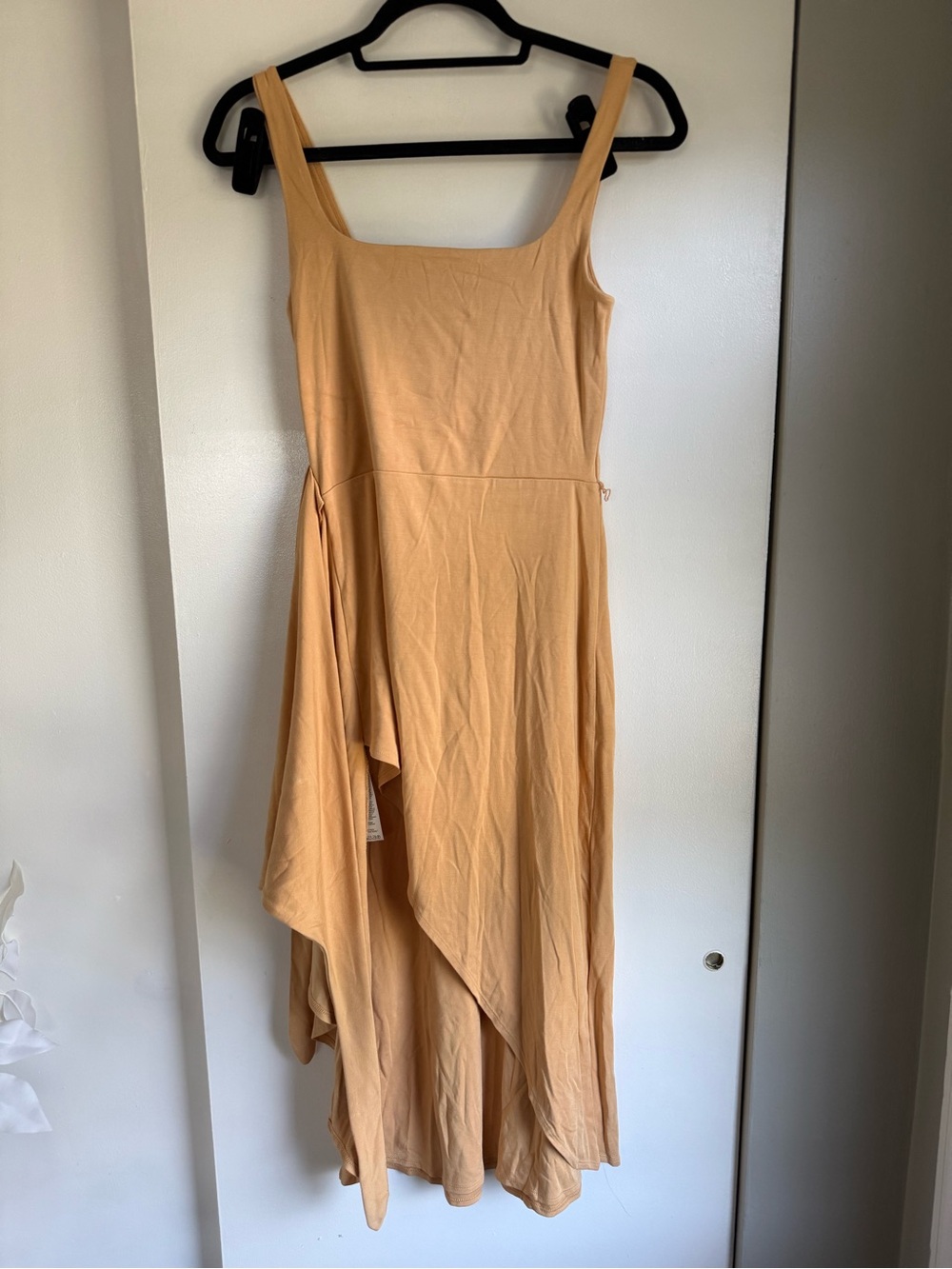 Sleeveless Asymmetrical Midi Dress in Peach